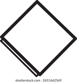 A simple graphic design featuring a diamond shape with a slightly offset, smaller diamond shape layered beneath it, creating a folded or layered effect.  The...
