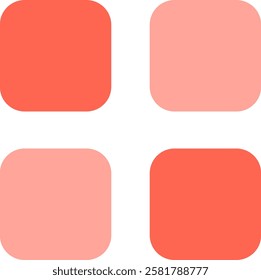 Simple graphic design featuring four rounded squares arranged in a grid pattern, alternating between pink and coral hues, creating a visually appealing and modern aesthetic