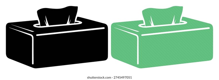 Simple graphic design featuring a pair of tissue boxes, representing hygiene and convenience