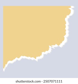 A simple graphic design featuring a textured yellow shape against a light background.
