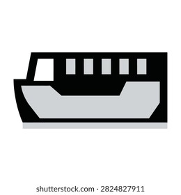 Simple graphic design of a ferry boat in black and grey, transportation concept