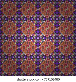 Simple graphic design. Repeating geometric tile pattern. Vector seamless pattern. Trendy hipster geometry. Modern stylish texture with brown, violet and pink tiles.