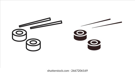 Diseño gráfico sencillo de rollos de sushi y palillos. Perfecto para menús o Sitios web.