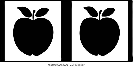 Design gráfico simples de duas maçãs.