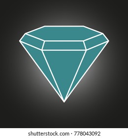 Simple graphic diamond drawing on dark background. Vector illustration.