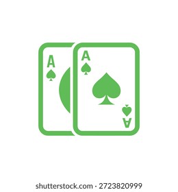 Un gráfico simple que muestra dos as verdes de picas jugando a las cartas juntas.