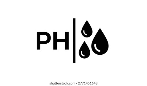A simple graphic displays pH level with water droplet shapes in a bold silhouette style.