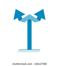 Simple graphic element made out of two connected arrows / vertical arrow directory