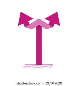 Simple graphic element made out of two connected arrows / vertical double arrow