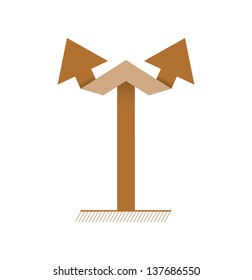 Simple graphic element made out of two connected arrows / brown double arrow