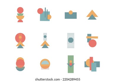 Sencillo Elemento Gráfico Forma Símbolo Icono Silhouette Clipart Set Colección Decoración Pieza Diseño