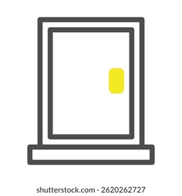 A simple graphic featuring a door icon, using a minimalist outline style with a subtle yellow accent. The design offers a clean and modern aesthetic.