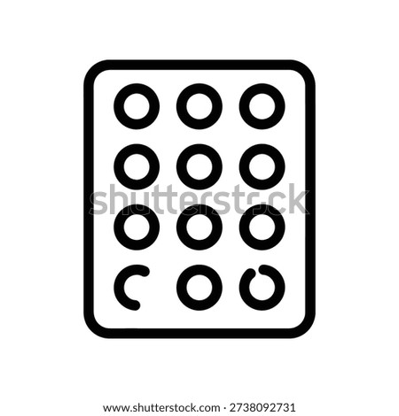 Simple graphic featuring nine circles arranged in a 3x3 grid within a square outline, with some circles incomplete or broken.