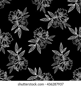 simple graphic flowers on black background