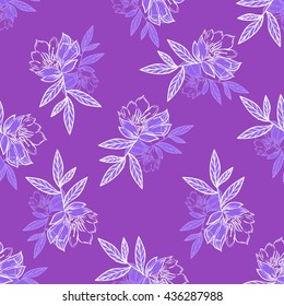 simple graphic flowers on violet background