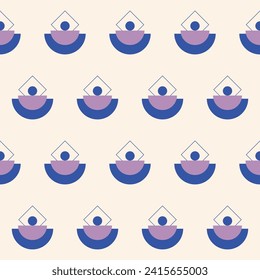 Einfache grafische Geometrische Formen Nahtlose Textil-Muster-Hintergrund Design-Illustration Minimalistisch Grafik-Bildschirmhintergrund Druckvorlage Hintergrund Element Swatch Seamless Endless Art