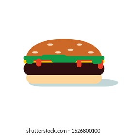 Simple graphic hamburger with lettuce, catsup & cheese
