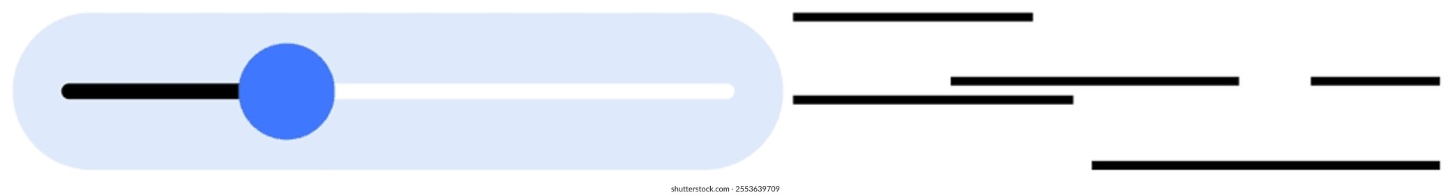 Simple graphic of a horizontal slider with a blue thumb positioned in the middle. Black lines on the right suggest motion. Ideal for web design UI development software interfaces tech presentations