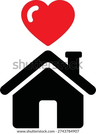 A simple graphic of a house with a heart above the roof
