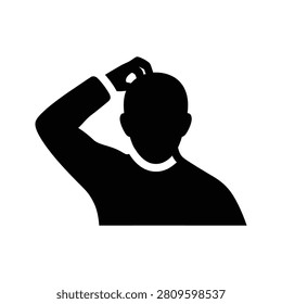 A simple graphic icon depicting bewilderment or indecision. Useful for concepts like doubt questioning or problem-solving scenarios.