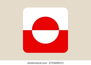 Simple Graphic Icon of Greenland Flag Representing Arctic Country Identity on a Minimalist Beige Background.