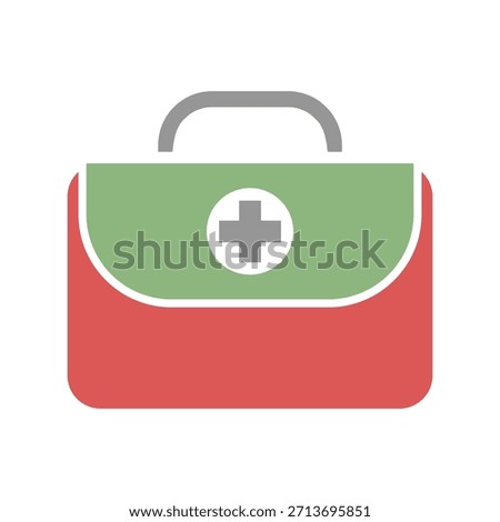 A simple graphic icon illustration of a first aid kit, crucial for medical emergencies, health care, and safety. Represents health, protection, and immediate help concepts.