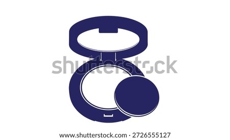 Simple graphic icon of a makeup compact powder, isolated on a white background.