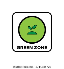 Ein einfaches grafisches Symbol, das eine grüne Zone mit wachsendem Sämling darstellt.
