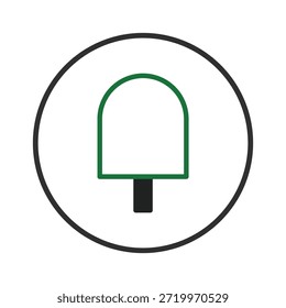 Un gráfico simple que ilustra la forma de un palo de helado. Con un contorno verde y un palo negro, esta Imagen ofrece un visual lúdico y colorido adecuado para temas relacionados con el verano, los dulces o