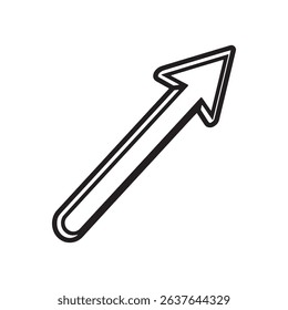 A simple graphic illustration of an arrow pointing upwards and to the right, indicating direction or navigation.