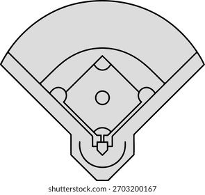Ilustração gráfica simples de um jogo de esporte de layout de campo de beisebol