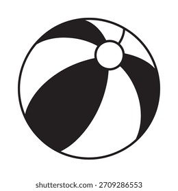 A simple, graphic illustration of a beach ball with alternating black and white panels and a central white circle.
