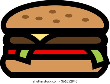 Simple graphic illustration of cheeseburger