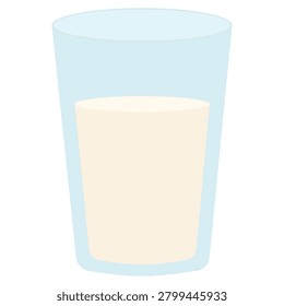 Simple graphic illustration of a clear glass filled with fresh, wholesome milk, a healthy beverage option.