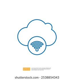 Eine einfache grafische Darstellung einer Cloud mit einem Wi-Fi-Symbol, das Cloud-Computing und drahtlose Konnektivität darstellt.