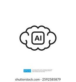 A simple graphic illustration depicting a cloud with the letters AI inside, symbolizing artificial intelligence.