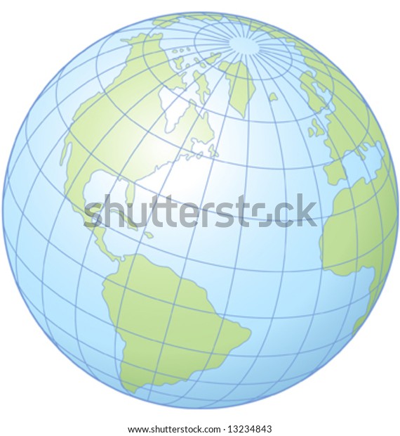 緯度と経度を示す地球儀の簡単なグラフィックイラスト のベクター画像素材 ロイヤリティフリー