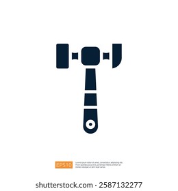 A simple graphic illustration of a hammer, symbolizing tools and construction.