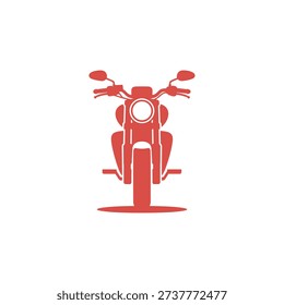 A simple graphic illustration of a motorcycle in red silhouette