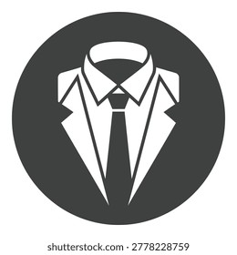 Simple graphic illustration of a suit jacket shirt and tie icon
