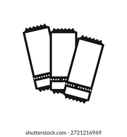 Ilustración gráfica simple de tres entradas en blanco para eventos o admisiones de viaje