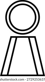 Ilustração gráfica simples de taça de troféu com topo circular e base triangular