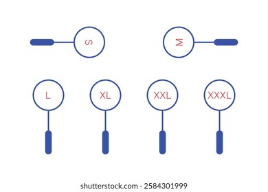 Simple Graphic Illustration of Various Clothing Sizes.