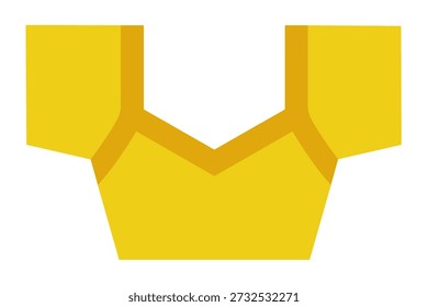 A simple graphic illustration of a yellow top with a vshaped neckline and short sleeves isolated on a transparent background