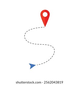 Simple graphic of a journey with a destination marker