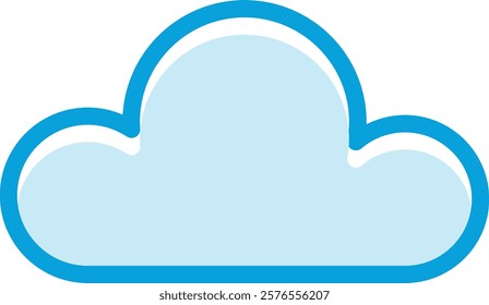 Simple graphic of a light blue cloud with a darker blue outline. Represents weather, sky, and cloud computing.