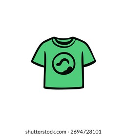 Gráfico simples de uma camiseta verde clara com um design gráfico escuro