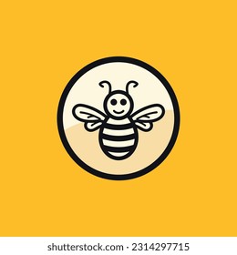 A simple, graphic logo showcasing a bee on a yellow circle. The logo balances subtle tonal values for a clean, retro-inspired look