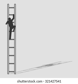 Simple graphic of a man figure climbing the ladder