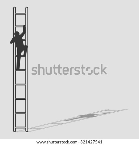 Simple graphic of a man figure climbing the ladder
